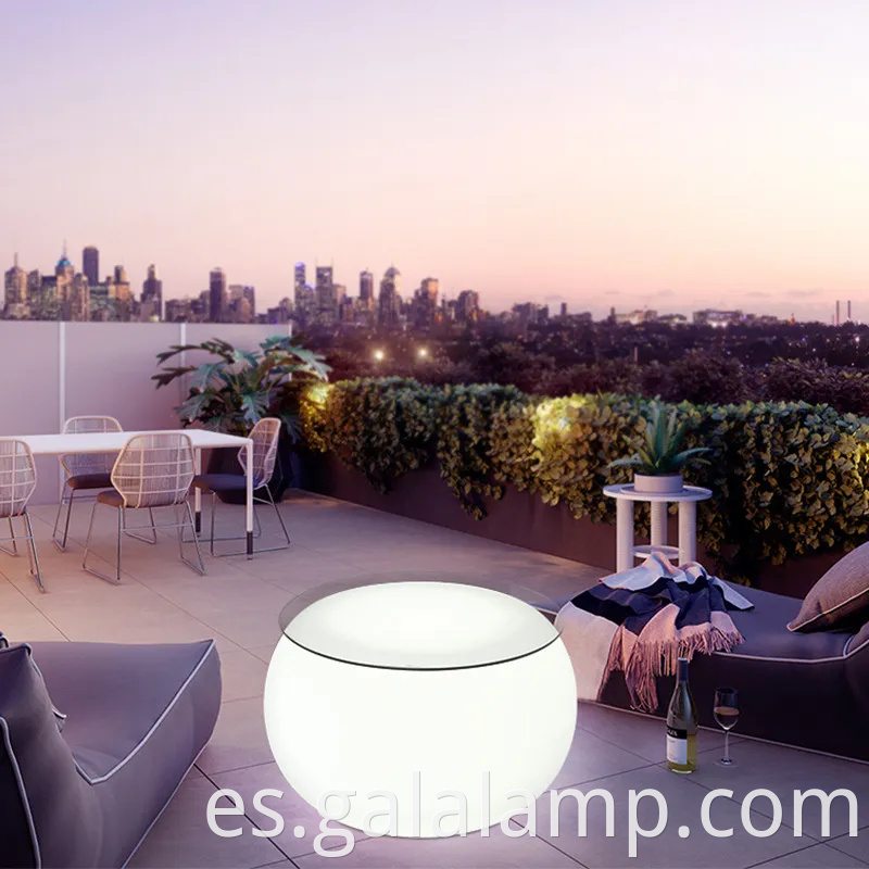 Silla redonda de iluminación LED moderna y mesa de mesa